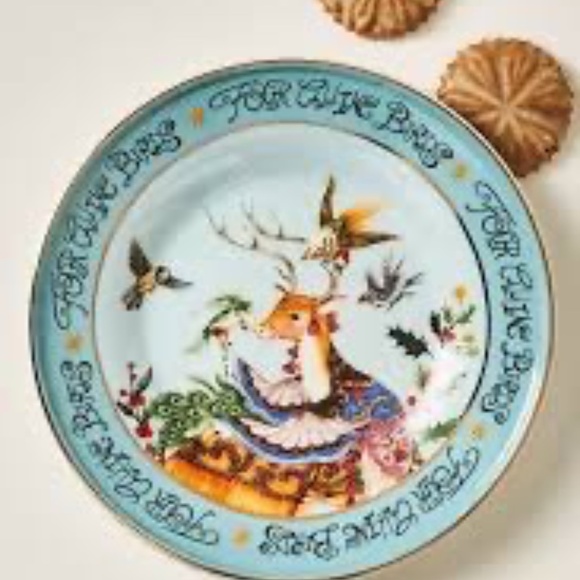 Anthropologie Taychamaythakool 12 Days Christmas Dessert Plate Calling Birds - Picture 2 of 3